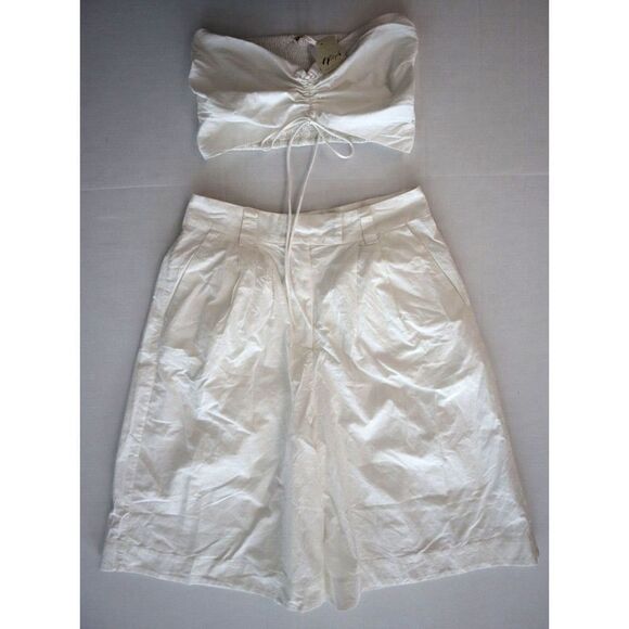Free People Women's Sz 10 White Longline Shorts and Crop Top Minnie Set - Picture 1 of 10